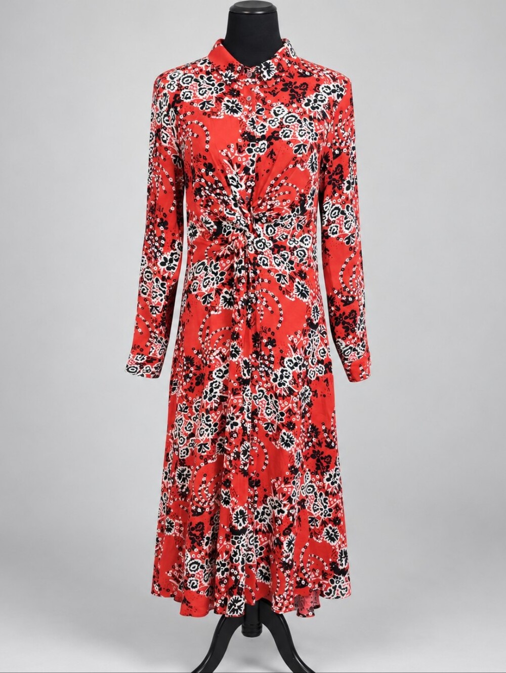 Free People Tough Love Shirtdress Size 12 Red Floral Paisley Midi Dress